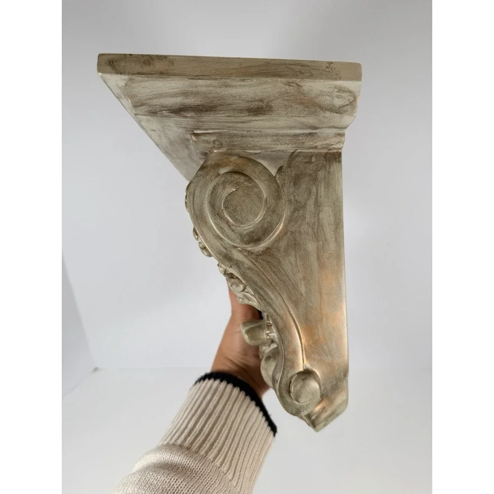 Vintage Midcentury Hollywood Regency Gold‎ Tone Wall Bracket Corbel Shelf 9-1/4